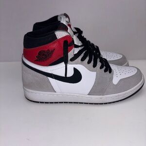 Nike Air Jordan 1 High Light Smoke Grey Red White 555088-126 Mens Size 8.5